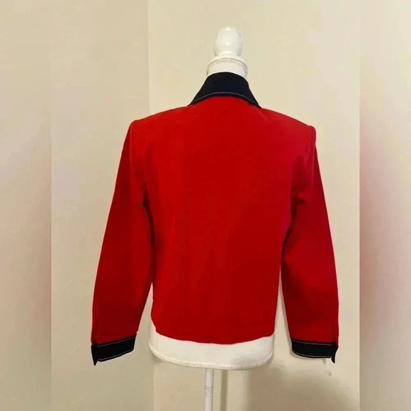 ST. John Sport Red and Navy Cropped Jacket Size Small - Picture 4 of 13
